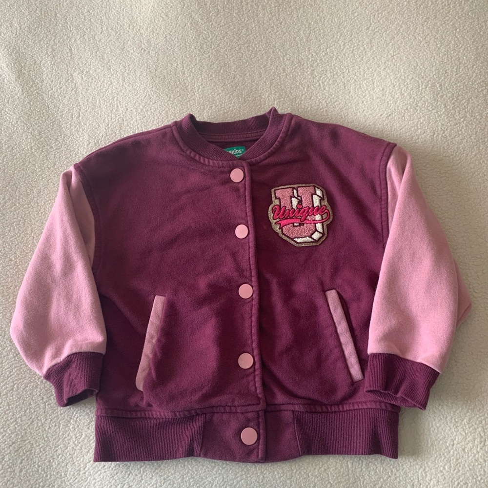 365 Kids from Garanimals Girls 4 T Wine Pink Unicorn Floral Snap Sweatshirt LS